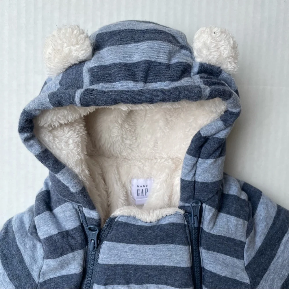 Baby Gap striped‎ snowsuit zipped puffer​​​​​​​
